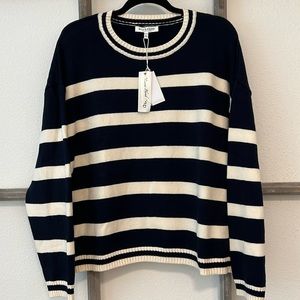 NEW Workshop Republic Clothing Navy and Cream Striped Sweater ( XL )